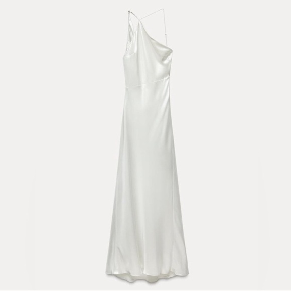 NWT ZARA LONG ASYMMETRIC FOIL DRESS - Picture 13 of 17